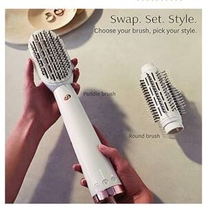 T3 Airebrush Dúo Interchangeable Hot Air Blow Dry Brush Blow Out Brush White & G